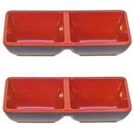 [아마존베스트]JapanBargain 2395, Plastic Soy Sauce Dish Dipping Bowl Two Compartments Japanese Style Black and Red Color