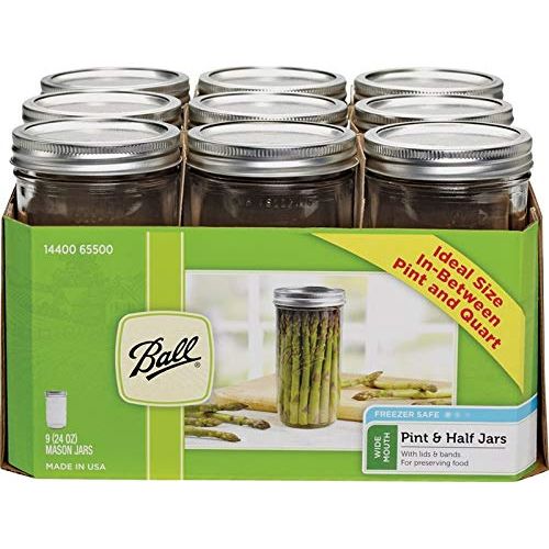  Jarden JARDEN HOME BRANDS 1440065500 Ball Wide Mouth Mason Jars, 24 oz, 2 Pack, 18 Jars Total