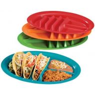 Jarratt Industries, LLC Jarratt Industries, Fiesta Taco Plates, Microwave and Dishwasher Safe, Assorted Colors, Set of 4 Plastic Taco Plates