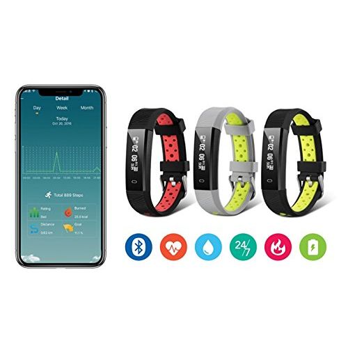  Jarv Action Wireless Activity Tracker Smartwatch Fitness Watch Sweatproof Sports Band Bluetooth Sleep Bracelet w/Heart Rate Monitor, OLED Display and 7 Day Battery [iOS and Android