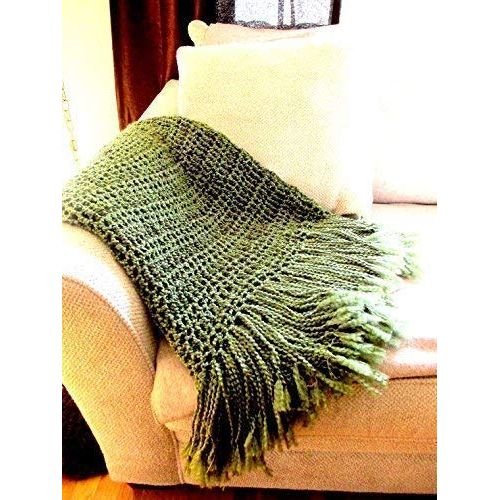  Jarvis Design Studio Throw Blanket, Olive Green, Army Green, Rustic Home Design, Interior Design, Home Decor handmade fringed blanket MADE IN THE USA