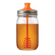 Jarware 82623 Honey Dipper Lid for Regular Mouth Mason Jars, Orange