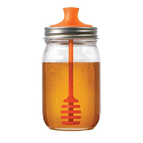  Jarware 82623 Honey Dipper Lid for Regular Mouth Mason Jars, Orange