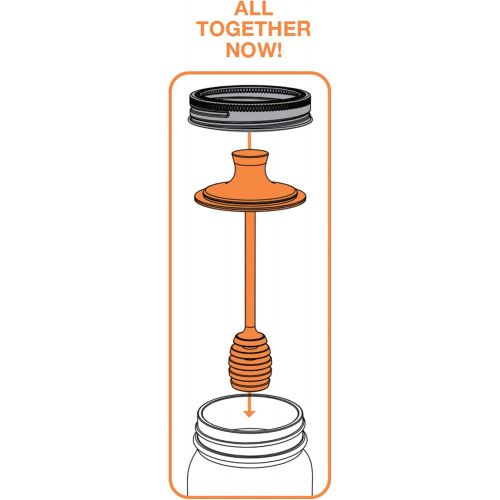  Jarware 82623 Honey Dipper Lid for Regular Mouth Mason Jars, Orange