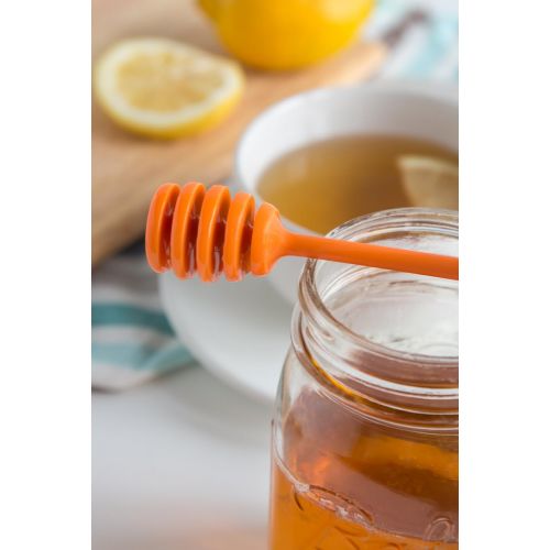  Jarware 82623 Honey Dipper Lid for Regular Mouth Mason Jars, Orange