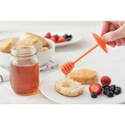  Jarware 82623 Honey Dipper Lid for Regular Mouth Mason Jars, Orange