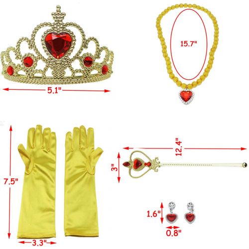  Jashem Belle Princess Crown Wand Necklaces Gloves Tiara Birthday Gift Xmas Presents for Girls