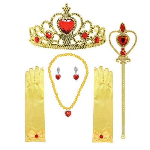  Jashem Belle Princess Crown Wand Necklaces Gloves Tiara Birthday Gift Xmas Presents for Girls