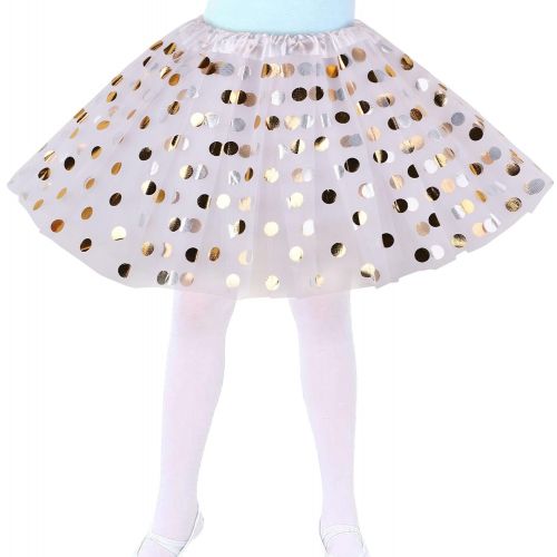  Jasmine Girls 4 Layered Tulle Princess Tutu Skirt with Polkadot/Hearts/Stars