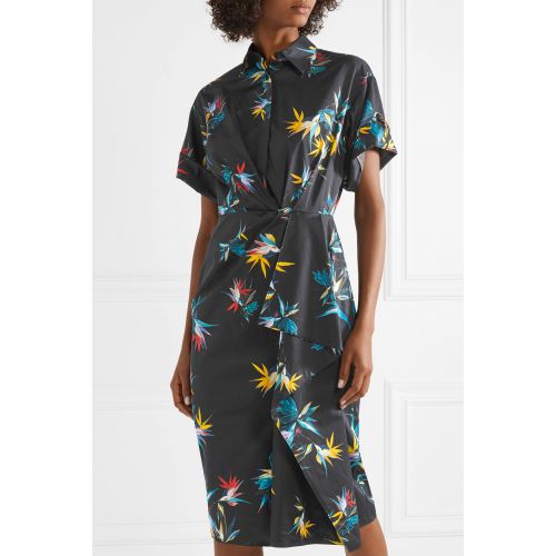  Jason Wu Wrap-effect printed cotton-poplin dress