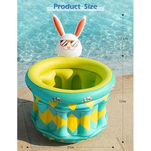  Jasonwell Inflatable Pool Party Cooler - Ice Bucket Drink Holder Luau Hawaiian Tropical Beach Themed Birthday Easter Party Decorations Favors Supplies Decor Blow Up Drink Cooler Outdoor Kids Adults