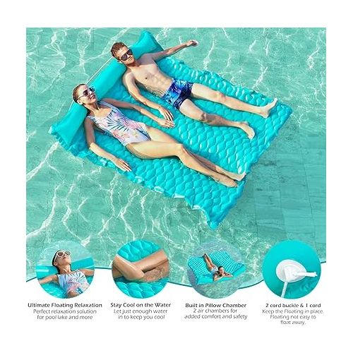  Jasonwell Giant Inflatable Floating Mat - Pool Float Lake Float Raft Lounge Floating Water Mat for Swimming Pool Floatie Lounger Beach Pool Party Toy Adults Kids