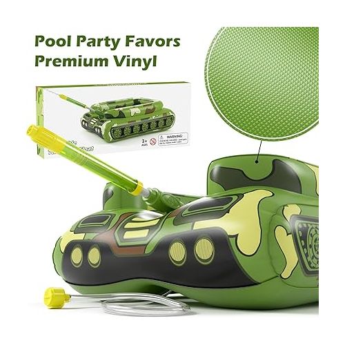  Inflatable Tank Pool Floats Kids - Jasonwell Toddler Pool Floaties Swimming Pool Tank with Water Cannon Gun Swim Floaty Rafts Lake Beach Party Pool Toys for Boys Girls