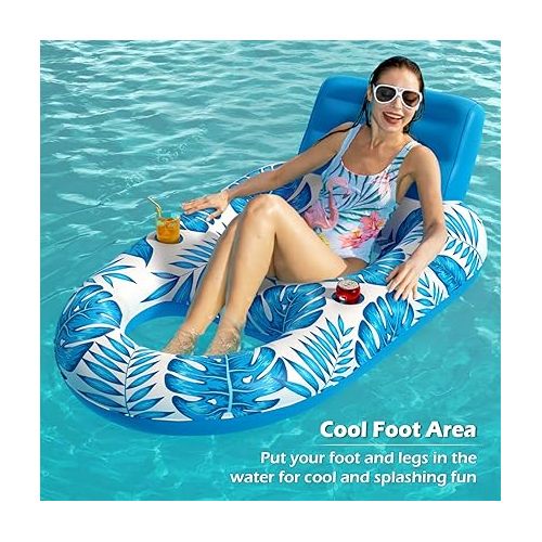  Jasonwell Inflatable Pool Float Adult - Pool Floaties Lounger Floats Raft Floating Chair Water Floaty for Swimming Pool Lake Lounge Float with Cup Holders Beach Pool Party Toys for Adults Teens