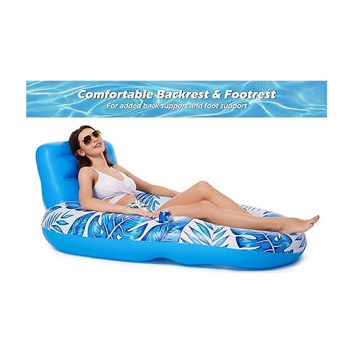  Jasonwell Inflatable Pool Float Adult - Pool Floaties Lounger Floats Raft Floating Chair Water Floaty for Swimming Pool Lake Lounge Float with Cup Holders Beach Pool Party Toys for Adults Teens