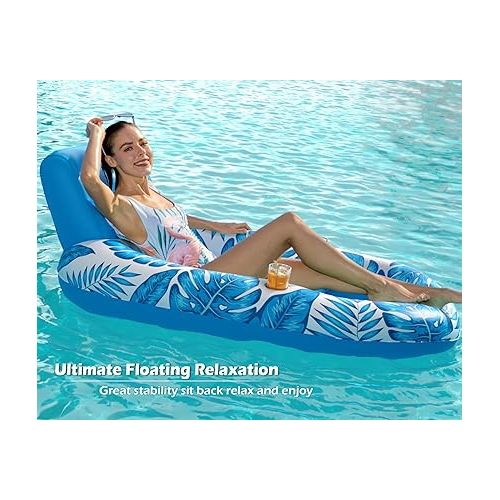  Jasonwell Inflatable Pool Float Adult - Pool Floaties Lounger Floats Raft Floating Chair Water Floaties for Swimming Pool Lake Lounge Float with Cup Holders Beach Pool Party Toys for Adults