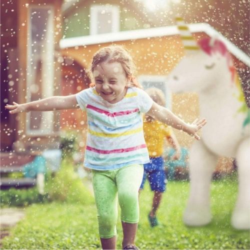  Jasonwell Unicorn Sprinkler Inflatable Unicorn Water Toys Outdoor Inflatable Ginormous Unicorn Yard Sprinkler for Kids (L)