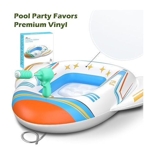  Jasonwell Inflatable Kids Pool Floats - Toddler Pool Floaties Swimming Pool Float with Water Squirt Gun Swim Floaty Rafts Lake Beach Party Pool Toys for Boys Girls Airplane