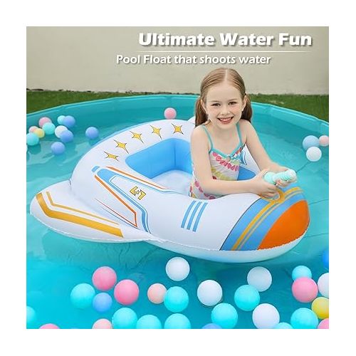  Jasonwell Inflatable Kids Pool Floats - Toddler Pool Floaties Swimming Pool Float with Water Squirt Gun Swim Floaty Rafts Lake Beach Party Pool Toys for Boys Girls Airplane