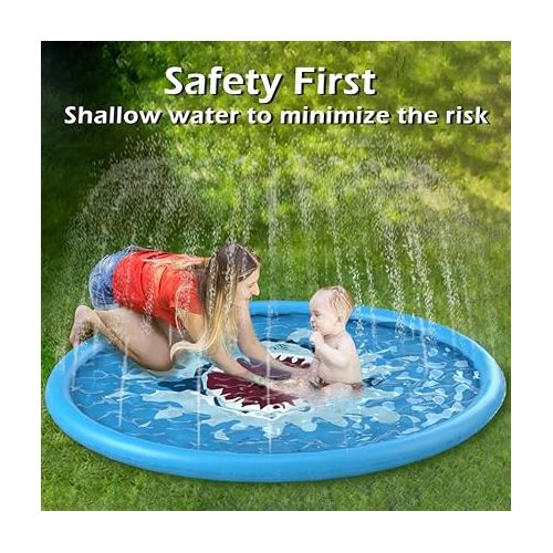  Jasonwell Splash Pad Sprinkler/ Play Mat for Kids, Outdoor Water Toys Inflatable for Baby Toddler Boys Girls Children Age 18+ Months ,Outside Backyard Dog Pool