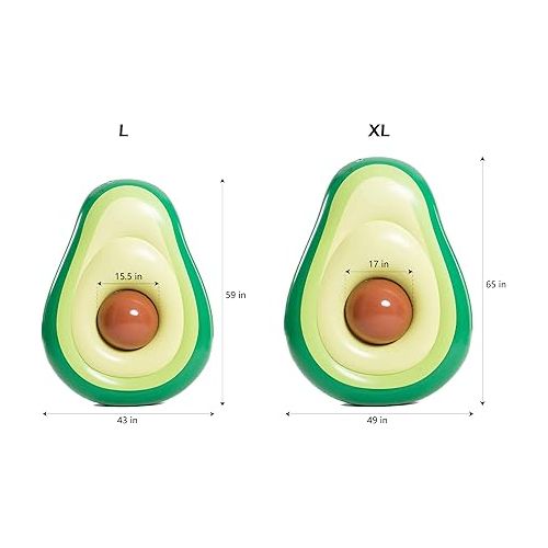  Jasonwell Inflatable Avocado Pool Float Floatie with Ball Water Fun Large Blow Up Summer Beach Swimming Floaty Party Toys Lounge Raft for Kids Adults (L)