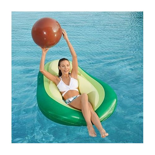  Jasonwell Inflatable Avocado Pool Float Floatie with Ball Water Fun Large Blow Up Summer Beach Swimming Floaty Party Toys Lounge Raft for Kids Adults (L)