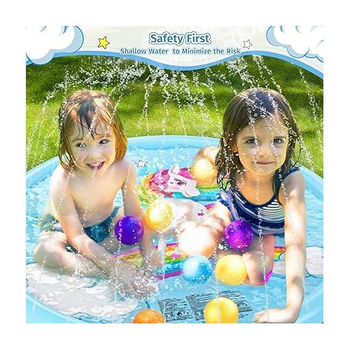  Jasonwell Splash Pad Sprinkler for Kids Splash Play Mat Outdoor Water Toys Inflatable Splash Pad Baby Toddler Pool Boys Girls Children Outside Backyard Dog Sprinkler Pool Age 1 2 3 4 5 6 7 8 9 (75'')