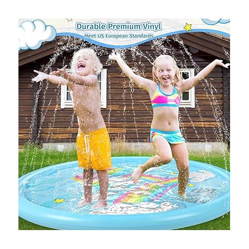  Jasonwell Splash Pad Sprinkler for Kids Splash Play Mat Outdoor Water Toys Inflatable Splash Pad Baby Toddler Pool Boys Girls Children Outside Backyard Dog Sprinkler Pool Age 1 2 3 4 5 6 7 8 9 (75'')