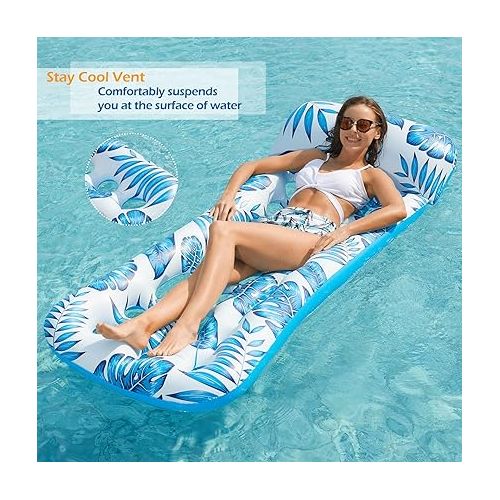  Jasonwell Inflatable Pool Float Lounge - Pool Floaties Rafts for Adults Floating Pool Lounger Sun Tanning Floats Cool Water Floaty for Swimming Pool Lake Float Beach Pool Party Toys