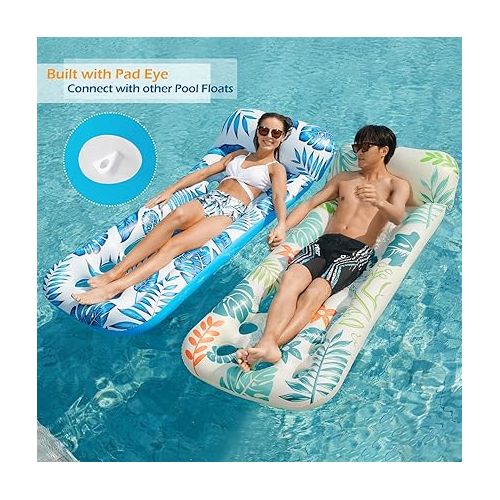  Jasonwell Inflatable Pool Float Lounge - Pool Floaties Rafts for Adults Floating Pool Lounger Sun Tanning Floats Cool Water Floaty for Swimming Pool Lake Float Beach Pool Party Toys