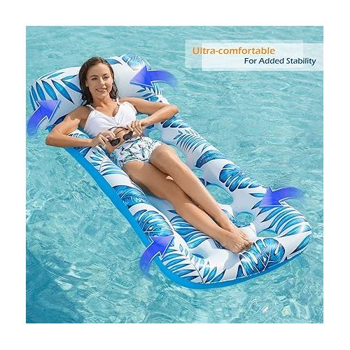  Jasonwell Inflatable Pool Float Lounge - Pool Floaties Rafts for Adults Floating Pool Lounger Sun Tanning Floats Cool Water Floaty for Swimming Pool Lake Float Beach Pool Party Toys