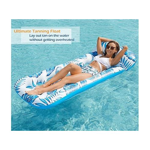  Jasonwell Inflatable Pool Float Lounge - Pool Floaties Rafts for Adults Floating Pool Lounger Sun Tanning Floats Cool Water Floaty for Swimming Pool Lake Float Beach Pool Party Toys