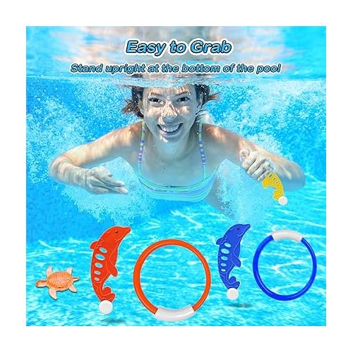  Jasonwell Pool Diving Toys Games - 25PCS Swimming Pool Toys with Dive Sticks and Rings Underwater Treasures Torpedo Bandits Fish Toys etc Fun Water Swim Toys for Boys Girls Adults Kids Teens