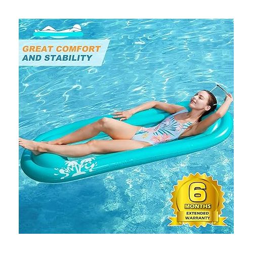  Jasonwell Inflatable Pool Lounger Float - Pool Float Stable Relaxing Water Hammock Floatie for Swimming Pool Tanning Lounge Floating Pool Party Toy for Adults Kids (Blue w Mesh)