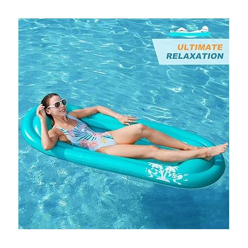  Jasonwell Inflatable Pool Lounger Float - Pool Float Stable Relaxing Water Hammock Floatie for Swimming Pool Tanning Lounge Floating Pool Party Toy for Adults Kids (Blue w Mesh)