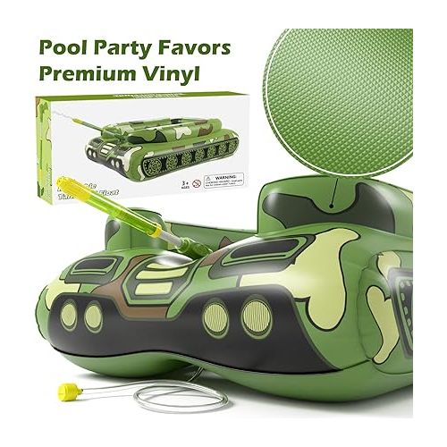  Inflatable Tank Pool Floats Adults - Jasonwell Kids Pool Floaties Swimming Pool Tank with Water Cannon Gun Swim Floaty Rafts Lake Beach Party Pool Toys for Boys Girls Toddlers Kids Adults