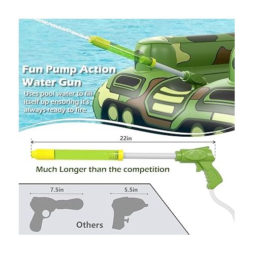  Inflatable Tank Pool Floats Adults - Jasonwell Kids Pool Floaties Swimming Pool Tank with Water Cannon Gun Swim Floaty Rafts Lake Beach Party Pool Toys for Boys Girls Toddlers Kids Adults