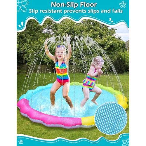  Jasonwell Splash Pad Sprinkler for Kids Splash Play Mat Outdoor Water Toys Inflatable Splash Pad Baby Toddler Pool Boys Girls Children Outside Backyard Dog Sprinkler Pool Age 1 2 3 4 5 6 7 8 9 XXL