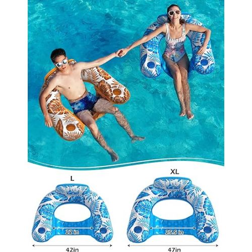  Jasonwell Inflatable Pool Float Chair - Floating Pool Chair Lounge Floats for Swimming Pool Water Chair Pool Lounger with Cup Holder Pool Toy Party Floaties for Adults