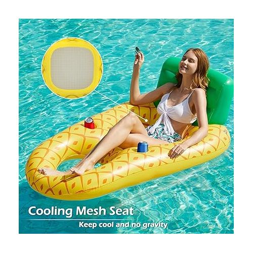  Jasonwell Inflatable Pool Float Adult - Pool Floaties Lounger Floats Raft Floating Chair Water Floaty for Swimming Pool Lake Lounge Float with Cup Holders Beach Pool Party Toys for Adults Kids PA