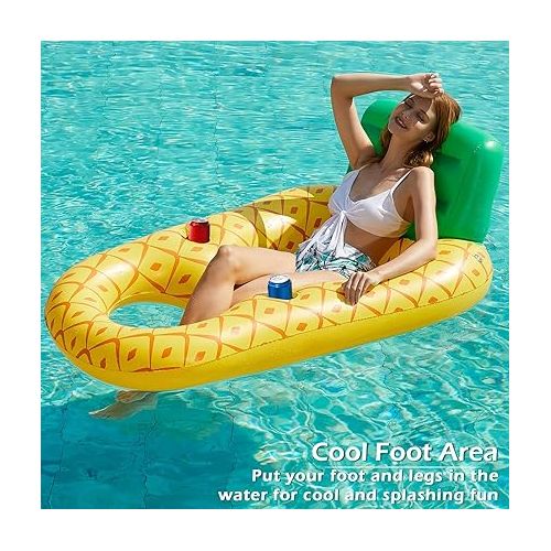  Jasonwell Inflatable Pool Float Adult - Pool Floaties Lounger Floats Raft Floating Chair Water Floaty for Swimming Pool Lake Lounge Float with Cup Holders Beach Pool Party Toys for Adults Kids PA