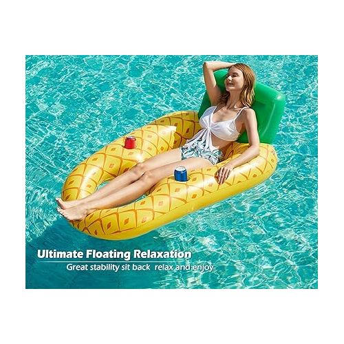  Jasonwell Inflatable Pool Float Adult - Pool Floaties Lounger Floats Raft Floating Chair Water Floaty for Swimming Pool Lake Lounge Float with Cup Holders Beach Pool Party Toys for Adults Kids PA