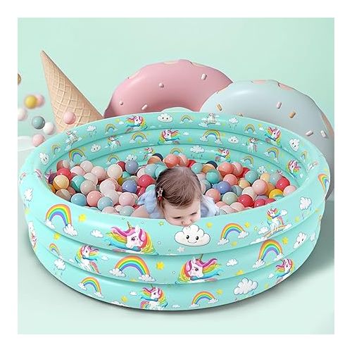  Jasonwell Inflatable Baby Kiddie Pool - Kids Paddling Pool Toddler Baby Swimming Pool Blow Up Ball Pit Pool Infant Wading Pool for Backyard (51in Unicorn)