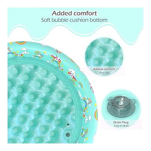  Jasonwell Inflatable Baby Kiddie Pool - Kids Paddling Pool Toddler Baby Swimming Pool Blow Up Ball Pit Pool Infant Wading Pool for Backyard (51in Unicorn)