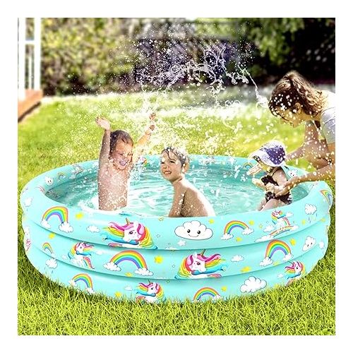  Jasonwell Inflatable Baby Kiddie Pool - Kids Paddling Pool Toddler Baby Swimming Pool Blow Up Ball Pit Pool Infant Wading Pool for Backyard (51in Unicorn)