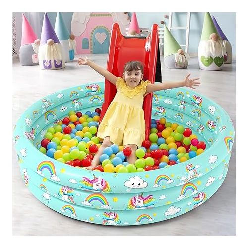  Jasonwell Inflatable Baby Kiddie Pool - Kids Paddling Pool Toddler Baby Swimming Pool Blow Up Ball Pit Pool Infant Wading Pool for Backyard (51in Unicorn)