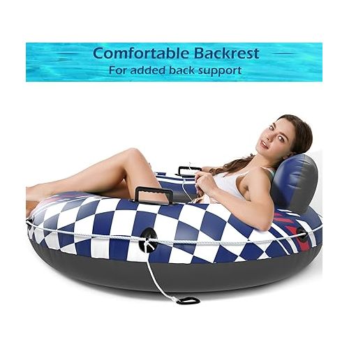  Jasonwell Inflatable River Tube Float - Heavy Duty River Float Pool Floats Lake Premium Water Tubes for Floating Recreational River Raft Lounge Floaties with 2 Cup Holders for Adult