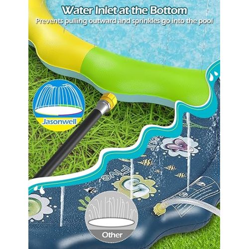  Jasonwell Splash Pad Sprinkler for Kids Splash Play Mat Outdoor Water Toys Inflatable Splash Pad Baby Toddler Pool Boys Girls Children Outside Backyard Dog Sprinkler Pool Age 1 2 3 4 5 6 7 8 9 M