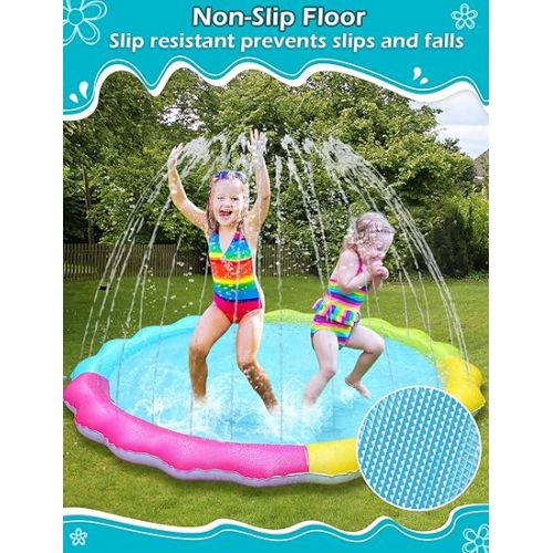  Jasonwell Splash Pad Sprinkler for Kids Splash Play Mat Outdoor Water Toys Inflatable Splash Pad Baby Toddler Pool Boys Girls Children Outside Backyard Dog Sprinkler Pool Age 1 2 3 4 5 6 7 8 9 L