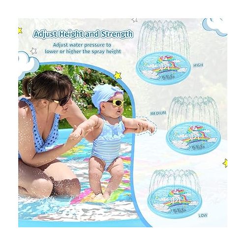  Jasonwell Splash Pad Sprinkler for Kids Splash Play Mat Outdoor Water Toys Inflatable Splash Pad Baby Toddler Pool Boys Girls Children Outside Backyard Dog Sprinkler Pool Age 1 2 3 4 5 6 7 8 9 (68'')